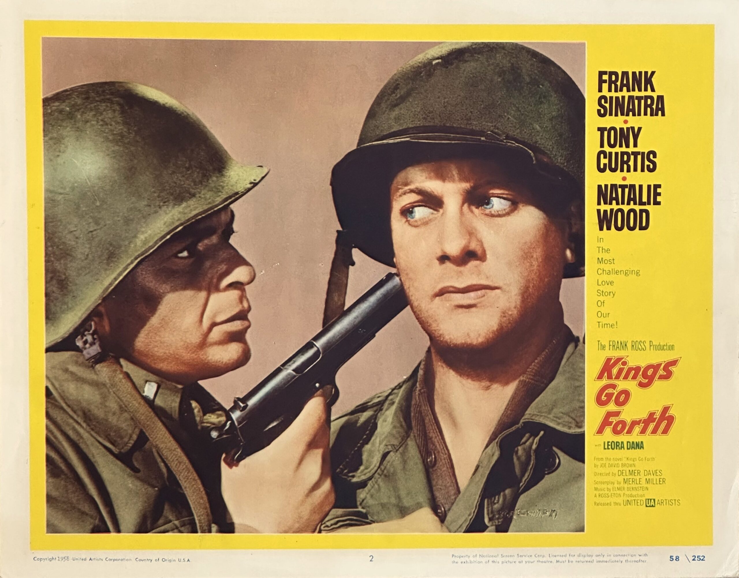 Original vintage cinema lobby card movie poster for tony Curtis in Kings Go Forth