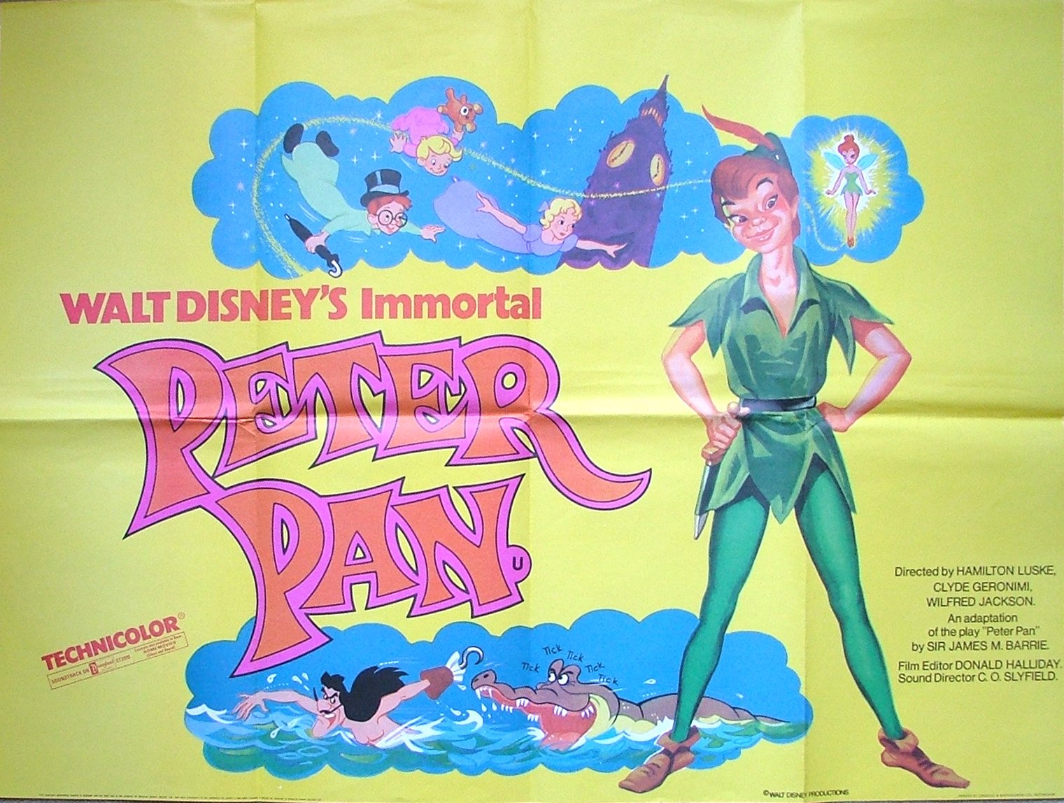 Original UK cinema film poster for Disney movie, Peter Pan