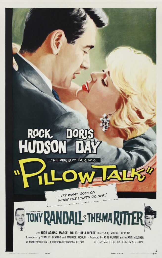 Original vintage cinema movie poster for Doris Day and Rock Hudson in Pillow Talk