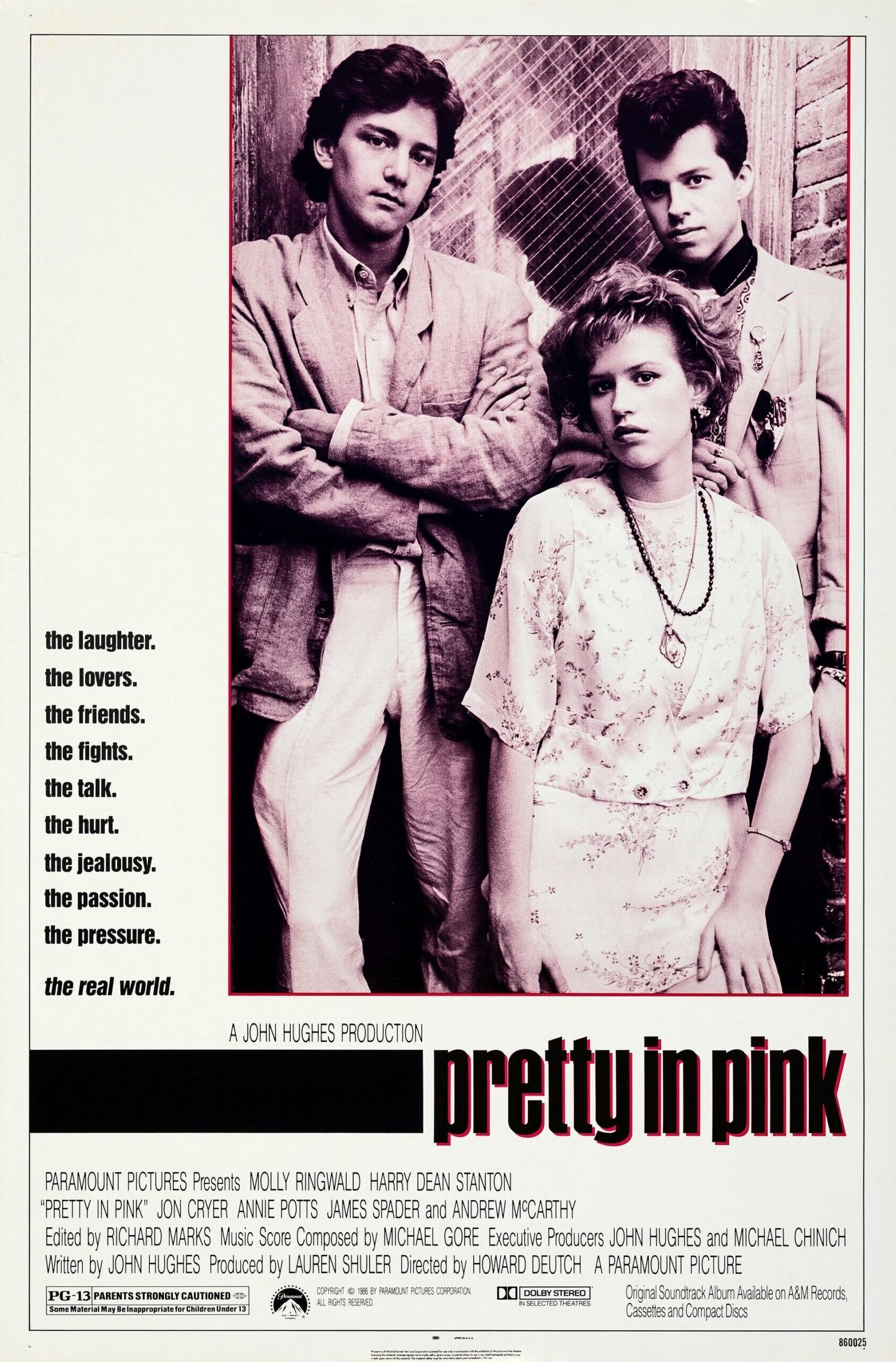 Vintage original US cinema poster for John Hughes movie Pretty in Pink