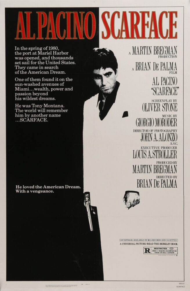 Original cinema movie poster for Al Pacino in Scarface