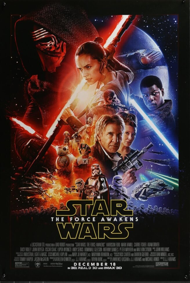 Original cinema movie poster for Star Wars The Force Awakens