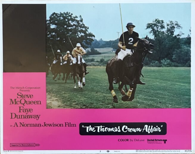 Original vintage cinema lobby card movie poster for Steve McQueen in The Thomas Crown Affair