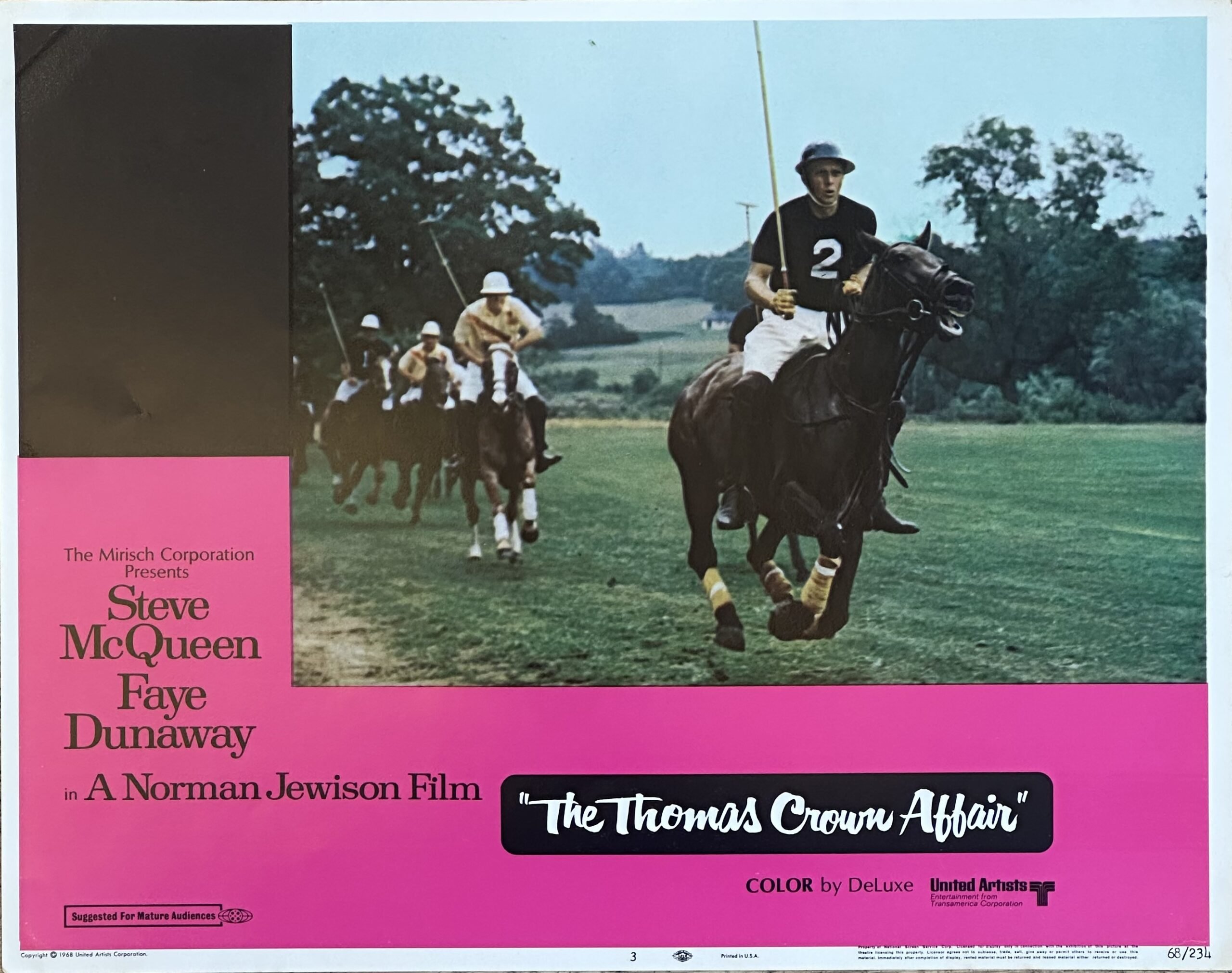 Original vintage cinema lobby card movie poster for Steve McQueen in The Thomas Crown Affair