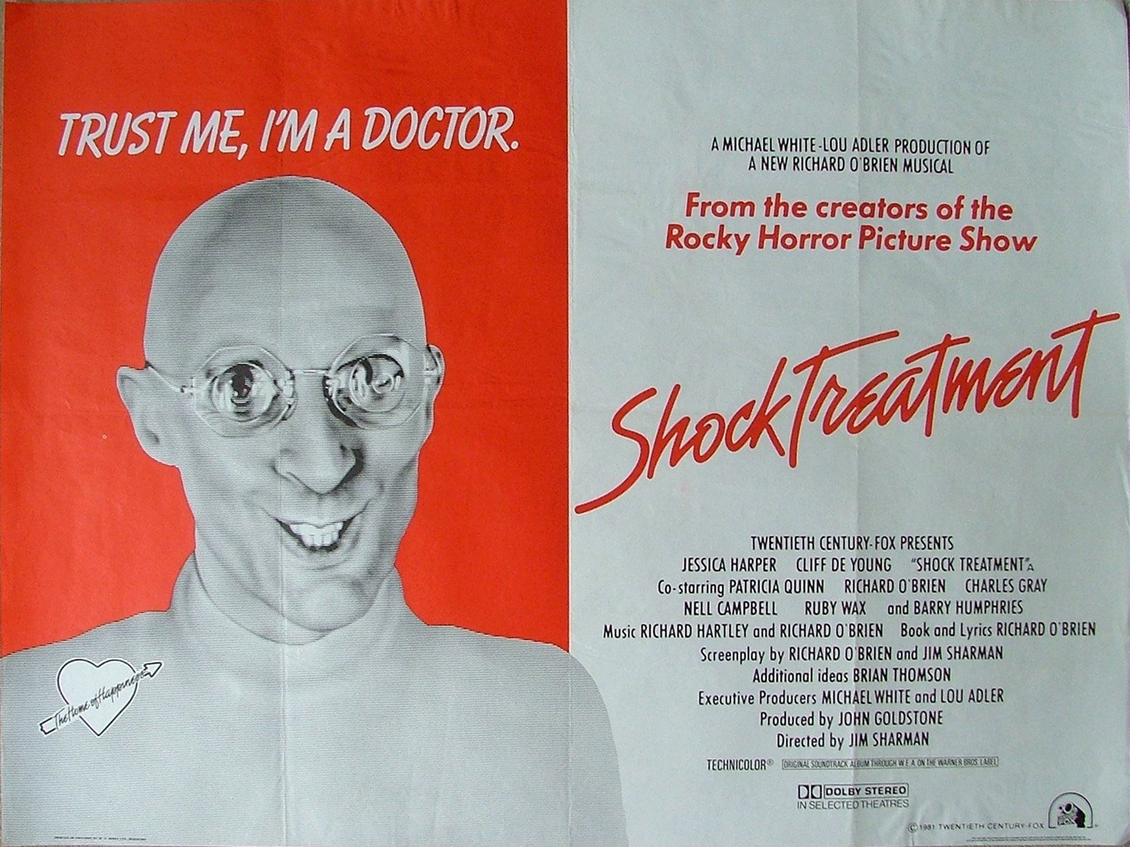 Vintage original UK cinema film poster for Jim Sharman's 1981 movie Shock Treatment