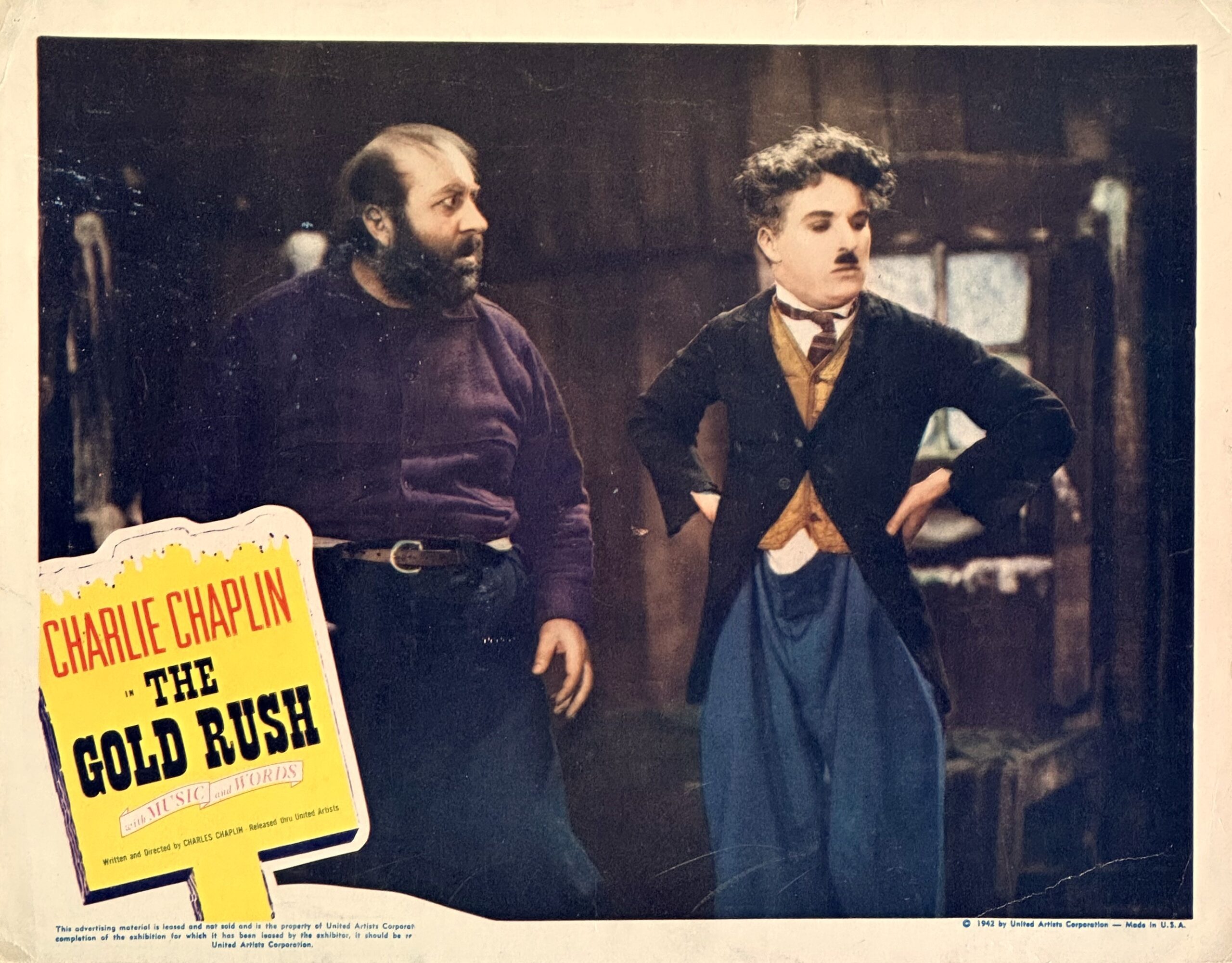 Original vintage cinema lobby card movie poster for Charlie Chaplin in The Gold Rush