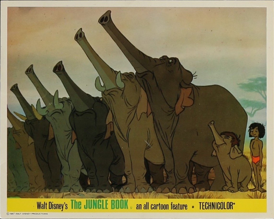 Original vintage cinema front of house lobby card movie poster for Disney's The Jungle Book