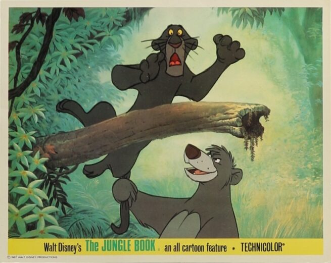 Original vintage cinema front of house lobby card movie poster for Disney's The Jungle Book