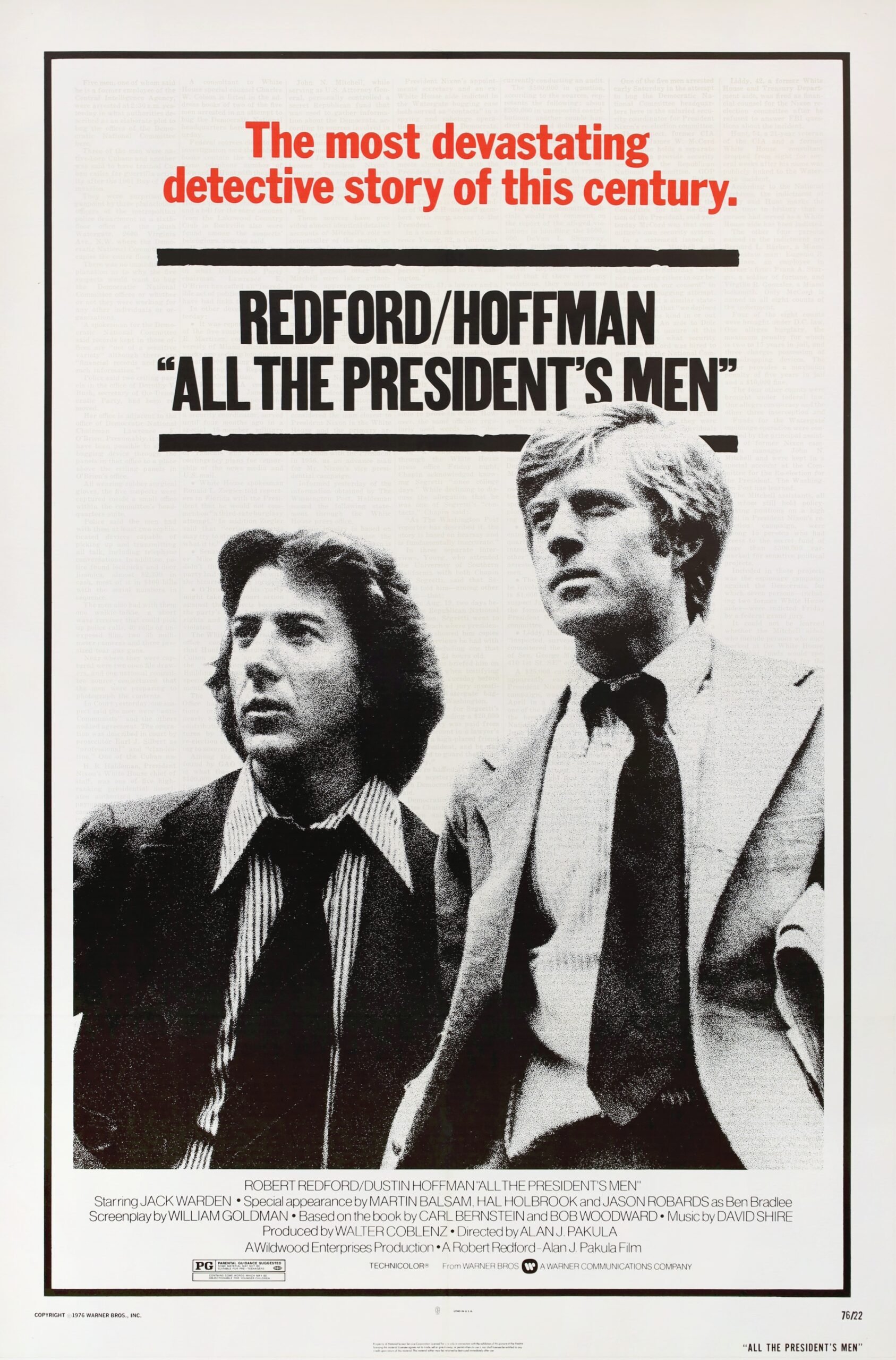 Original vintage cinema movie poster for Hoffman and Redford in All the President's Men