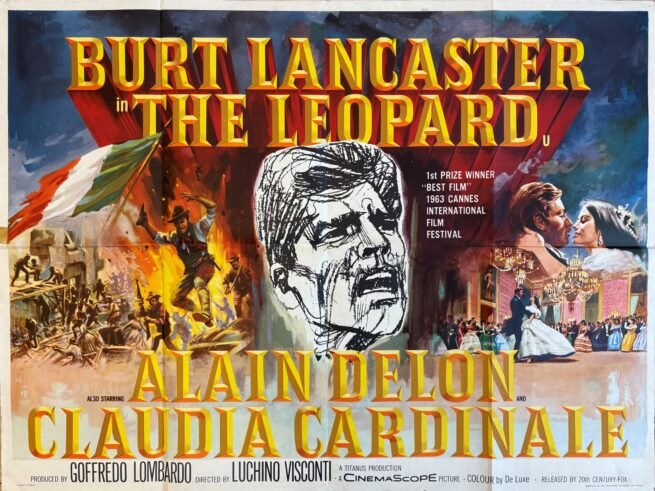 Original vintage UK cinema Quad film poster for Visconti epic, The Leopard with Burt Lancaster, Alain Delon and Claudia Cardinale