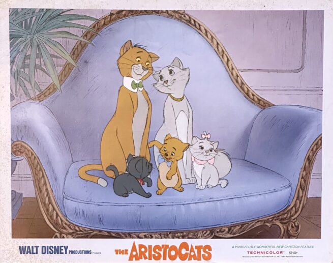 Original vintage cinema lobby card movie poster for Disney's The Aristocats