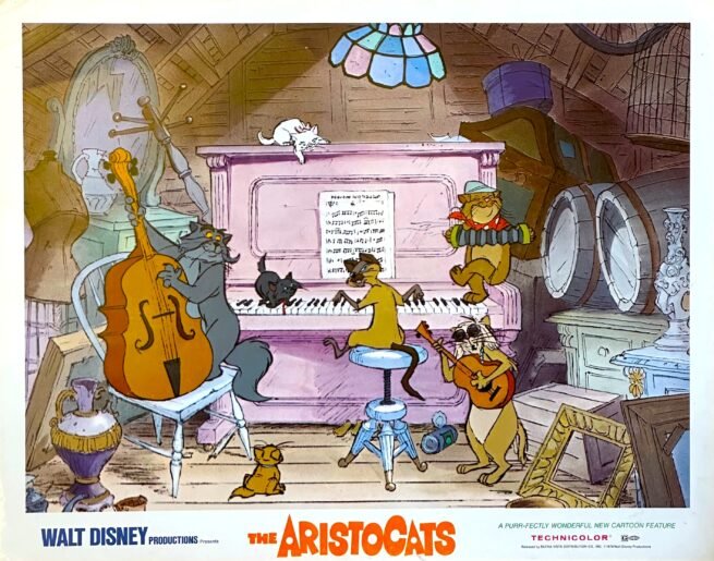 Original vintage cinema lobby card movie poster for Disney's The Aristocats