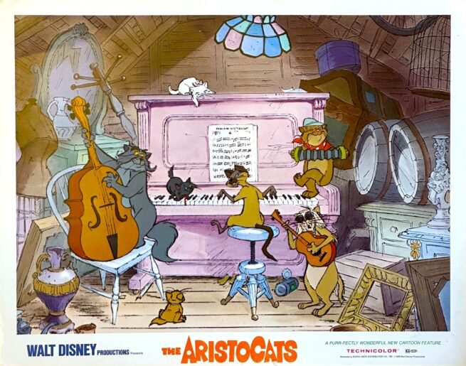 Original vintage cinema lobby card movie poster for Disney's The Aristocats