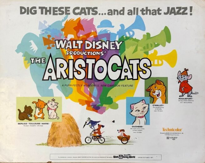 Original vintage cinema lobby card movie poster for Disney's The Aristocats