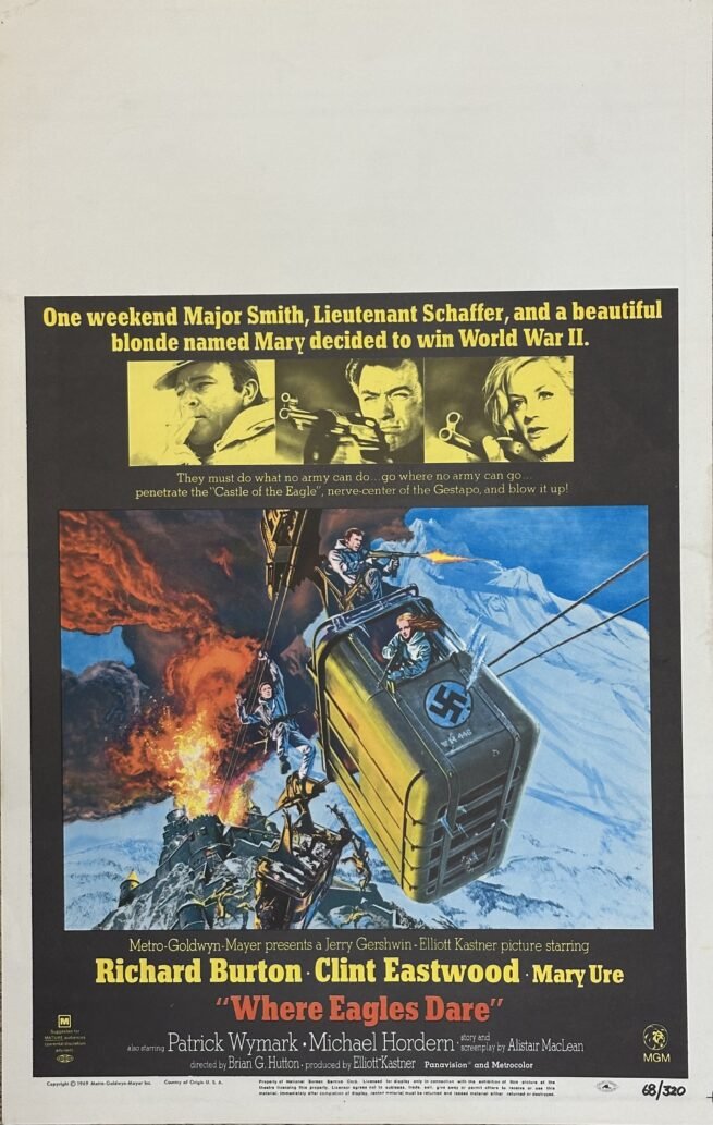 Original vintage window card cinema movie poster for Where Eagles Dare