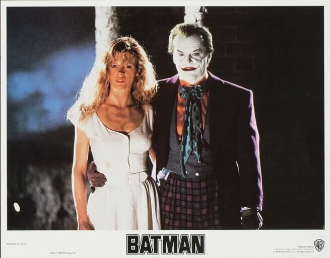 Original vintage US cinema lobby card poster for 1989 Batman movie starring Jack Nicholson