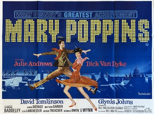 Vintage original cinema movie poster for Disney's Mary Poppins
