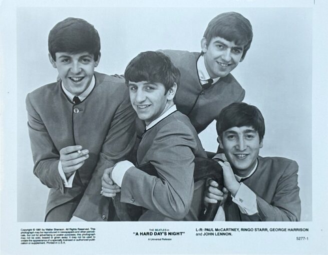 Cinema still movie poster for A Hard Day's Night starring The Beatles