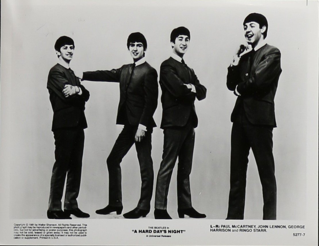 Cinema still movie poster for A Hard Day's Night starring The Beatles
