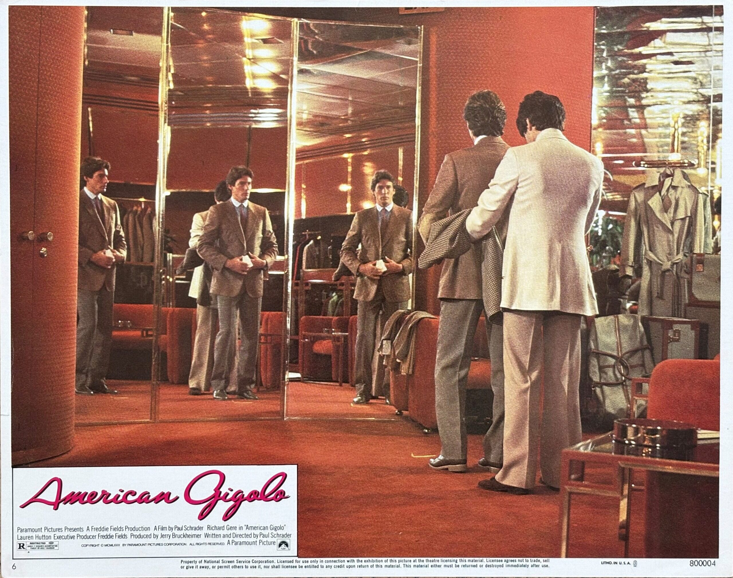 Original lobby card movie poster for Richard Gere in American Gigolo