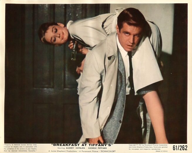 Original vintage cinema movie still for Breakfast at Tiffany's starring Audrey Hepburn