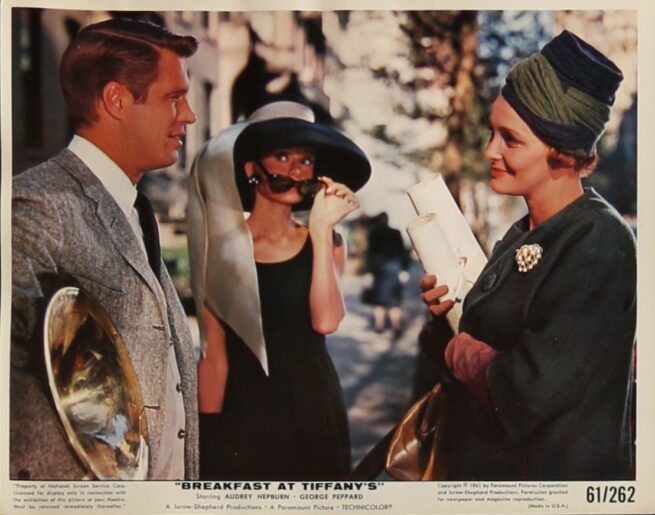 Original vintage cinema movie still for Breakfast at Tiffany's starring Audrey Hepburn