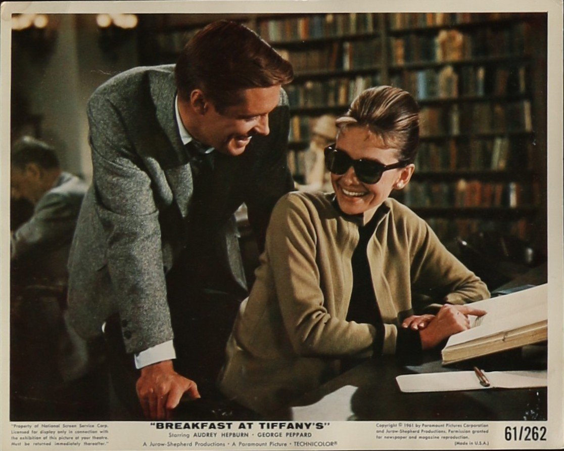 Original vintage cinema movie still for Breakfast at Tiffany's starring Audrey Hepburn