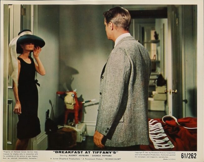 Original vintage cinema movie still for Breakfast at Tiffany's starring Audrey Hepburn