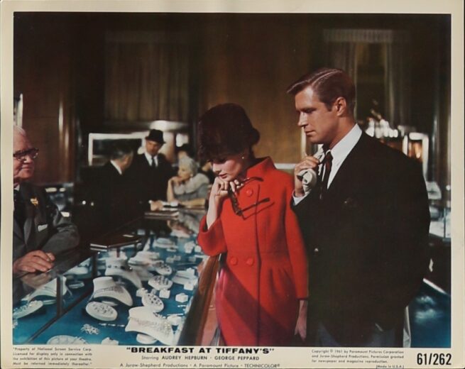 Original vintage cinema movie still for Breakfast at Tiffany's starring Audrey Hepburn