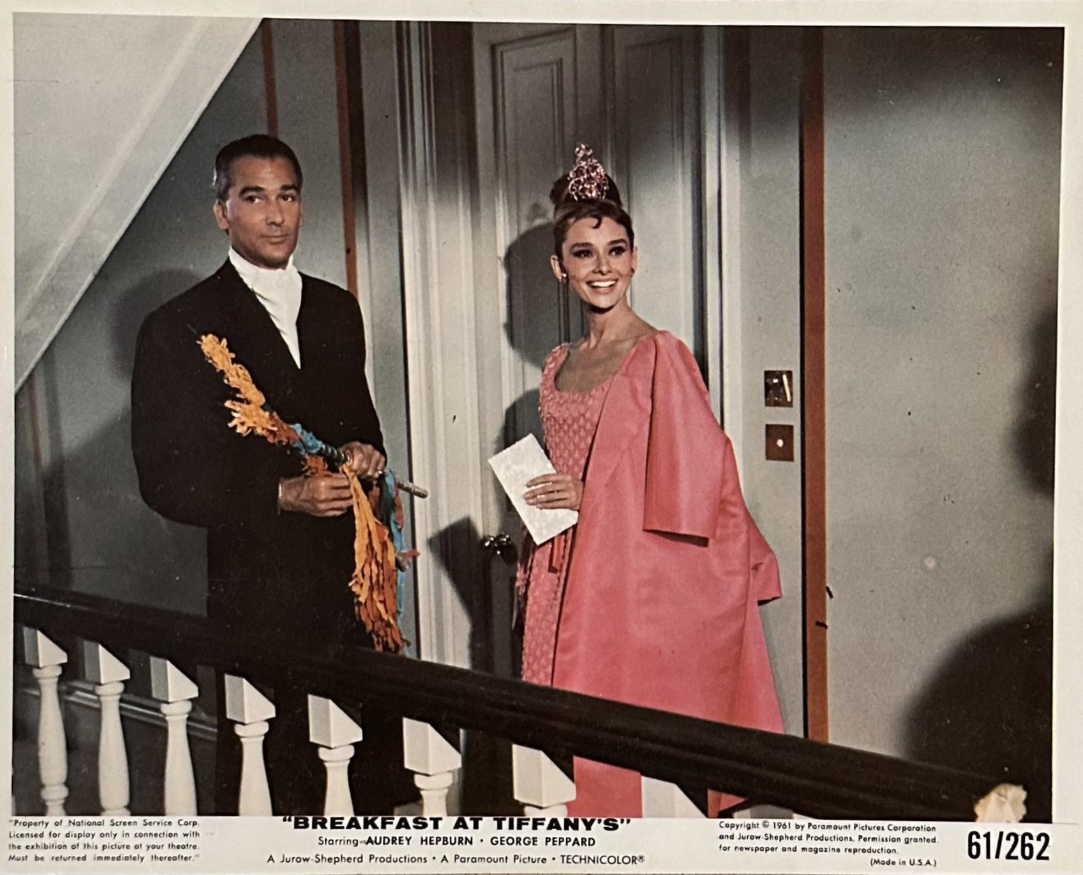Original vintage cinema movie still for Breakfast at Tiffany's starring Audrey Hepburn