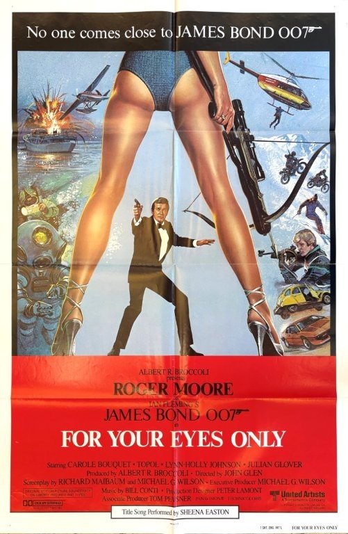 Original vintage cinema movie poster for James Bond 007 in For Your Eyes Only
