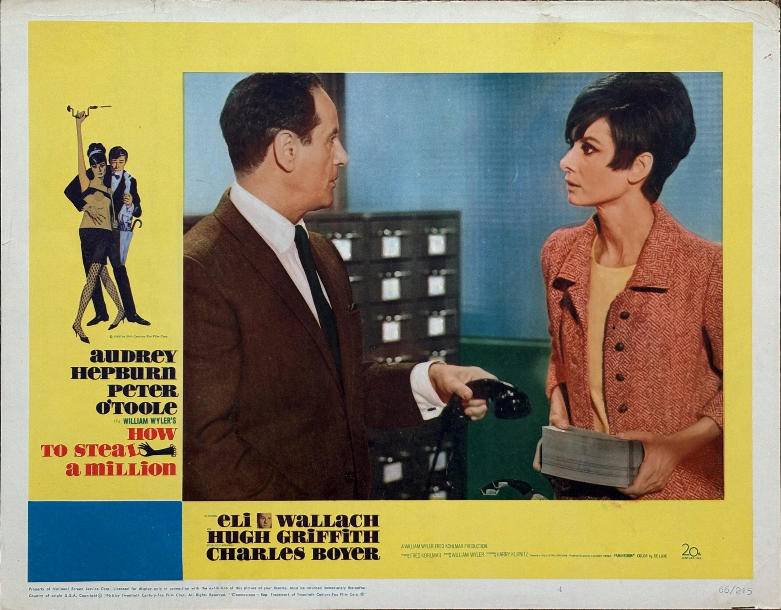 Original vintage cinema lobby card for Audrey Hepburn in How to Steal a Million
