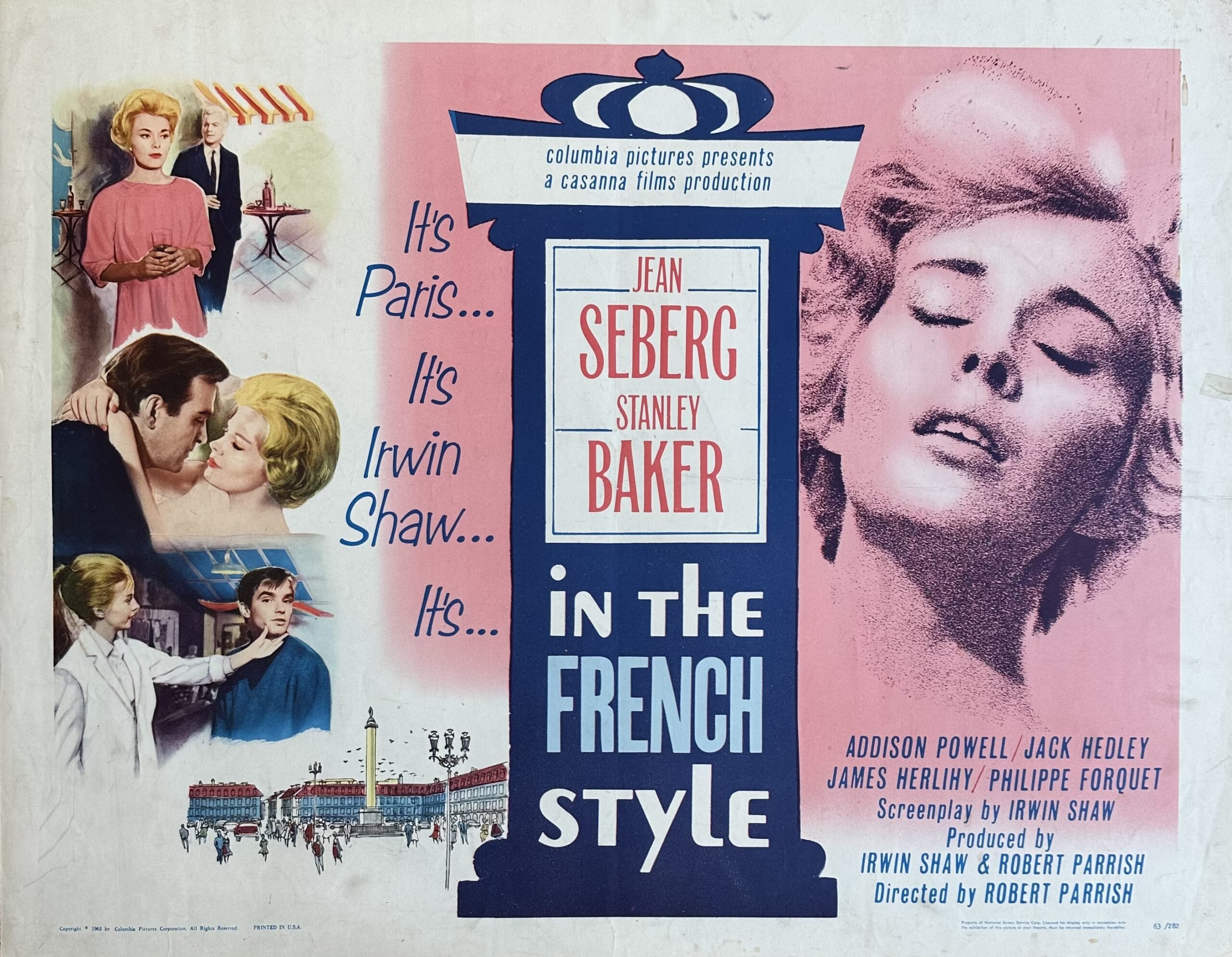 Original vintage cinema movie poster for Jean Seberg in In the French Style