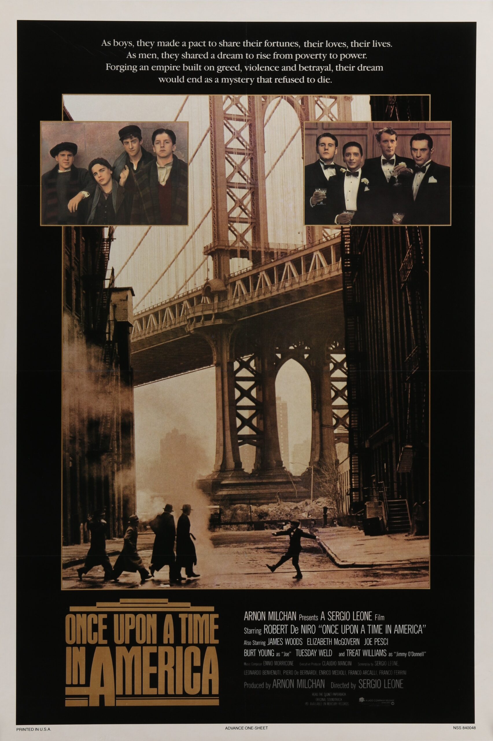 Original vintage cinema movie poster for Leone's Once Upon a Time in America