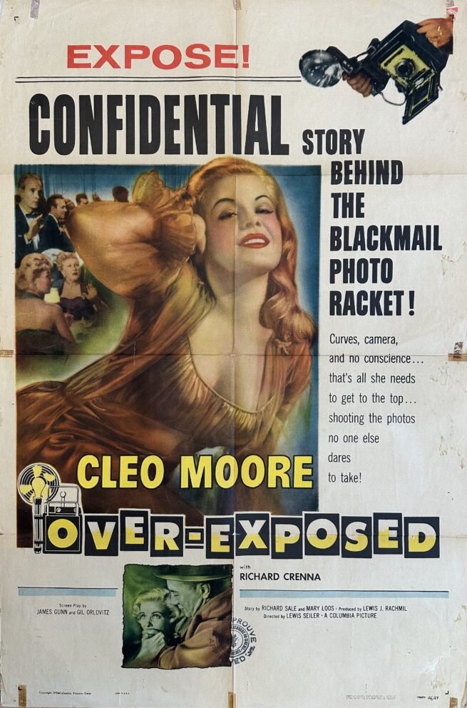 Original vintage cinema movie poster for Cleo Moore in Over-Exposed