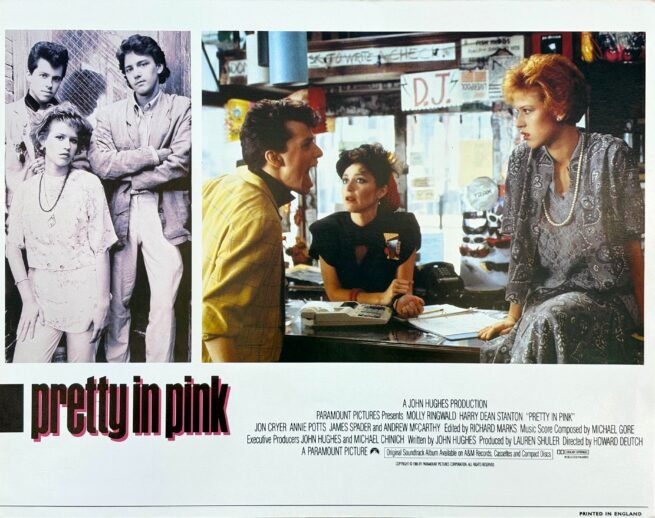 Original vintage cinema lobby card for John Hughes romantic comedy, Pretty in Pink