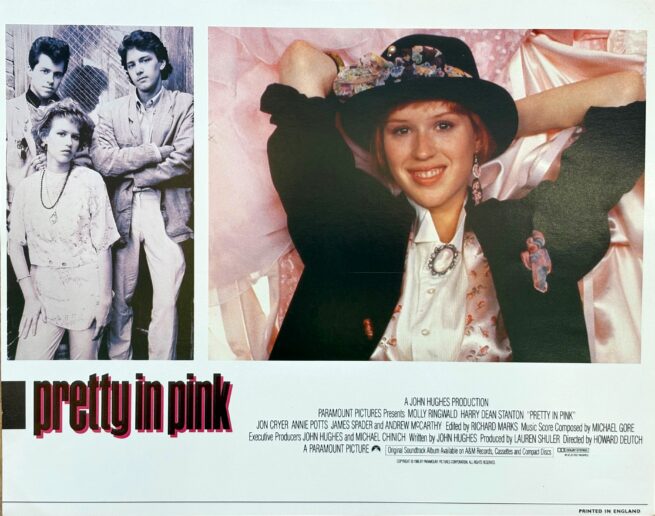 Original vintage cinema lobby card for John Hughes romantic comedy, Pretty in Pink