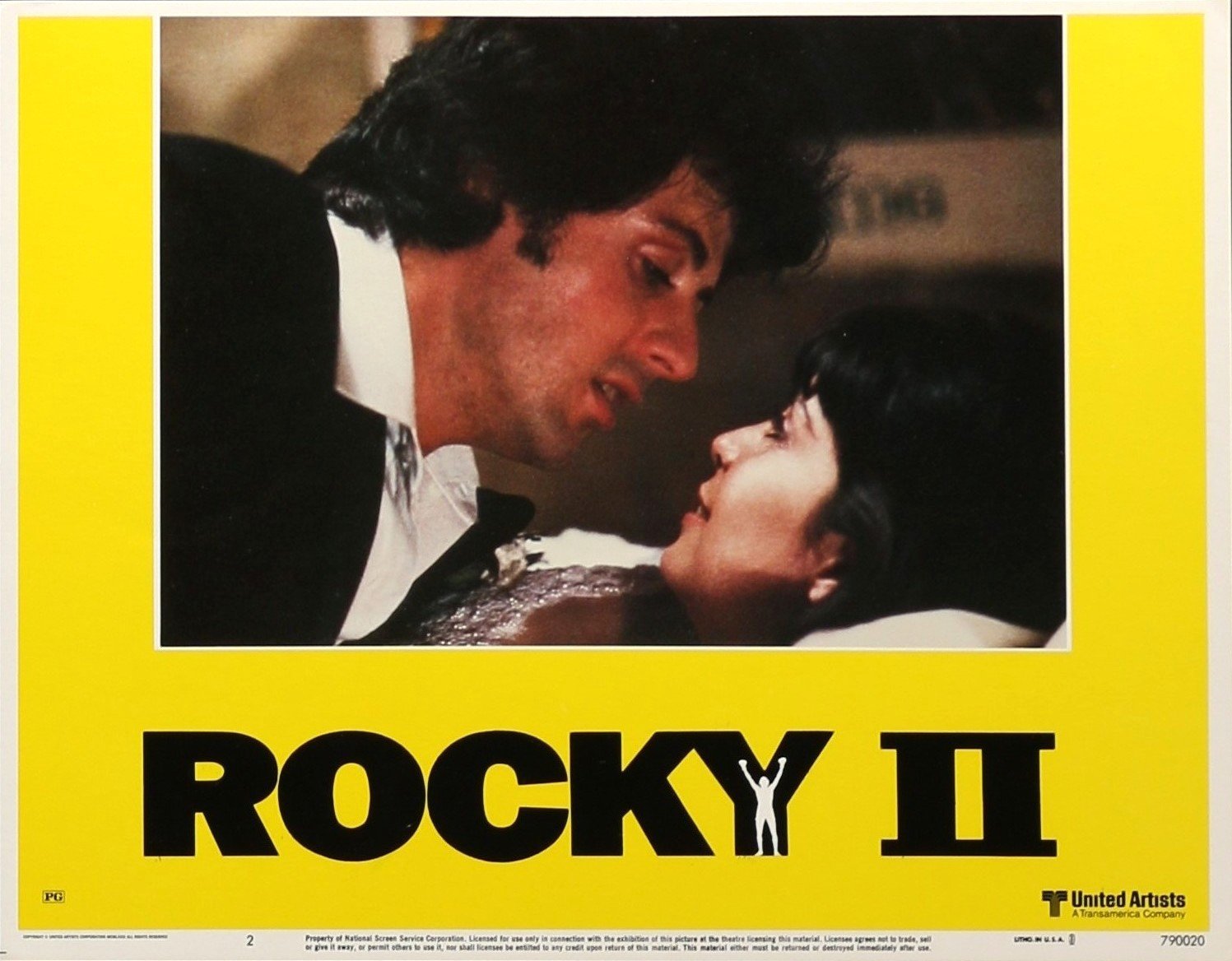 Original cinema lobby card movie poster for boxing drama, Rocky II starring Sylvester Stallone