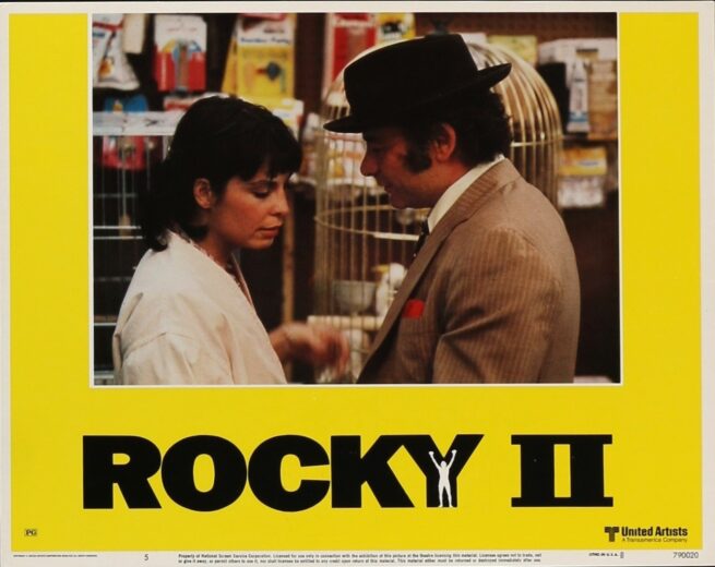 Original cinema lobby card movie poster for boxing drama, Rocky II starring Sylvester Stallone