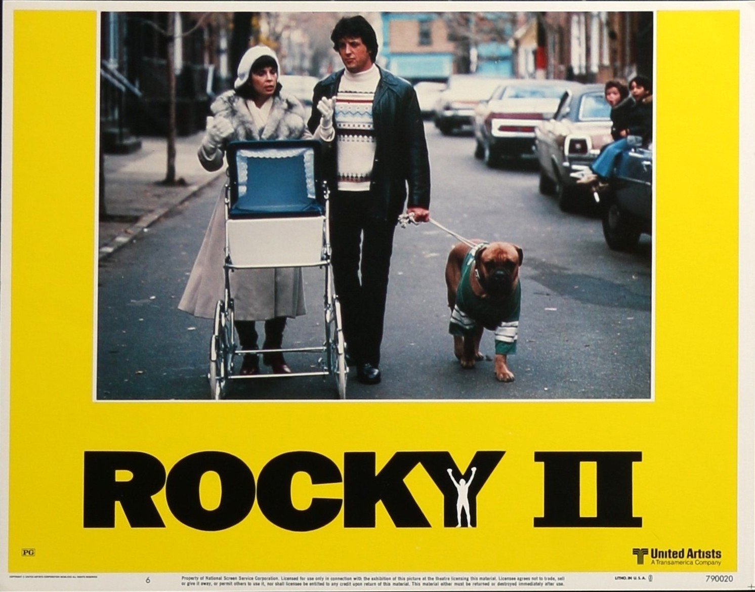 Original cinema lobby card movie poster for boxing drama, Rocky II starring Sylvester Stallone