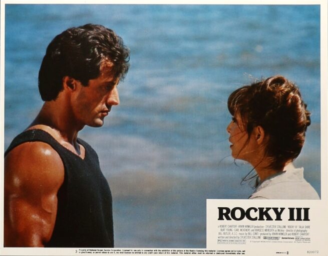 Original cinema lobby card movie poster for boxing drama, Rocky III starring Sylvester Stallone