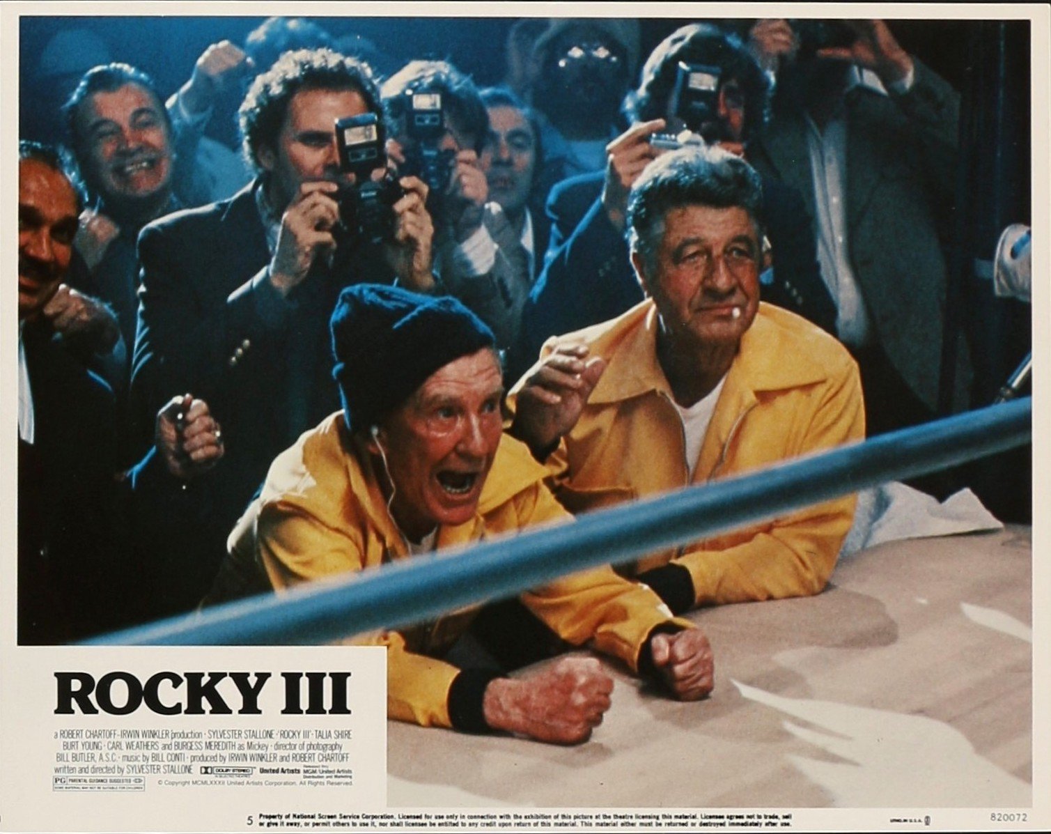 Original cinema lobby card movie poster for boxing drama, Rocky III starring Sylvester Stallone