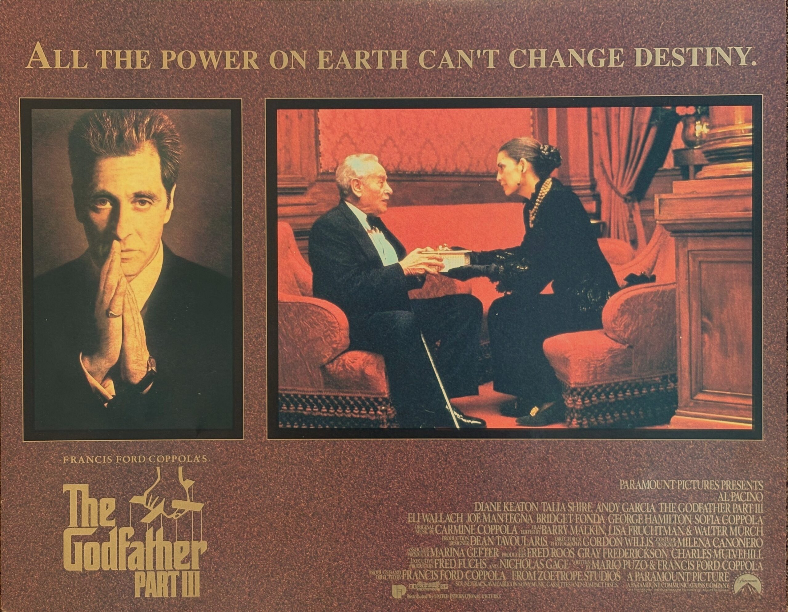 Original cinema lobby card for The Godfather Part III starring Al Pacino