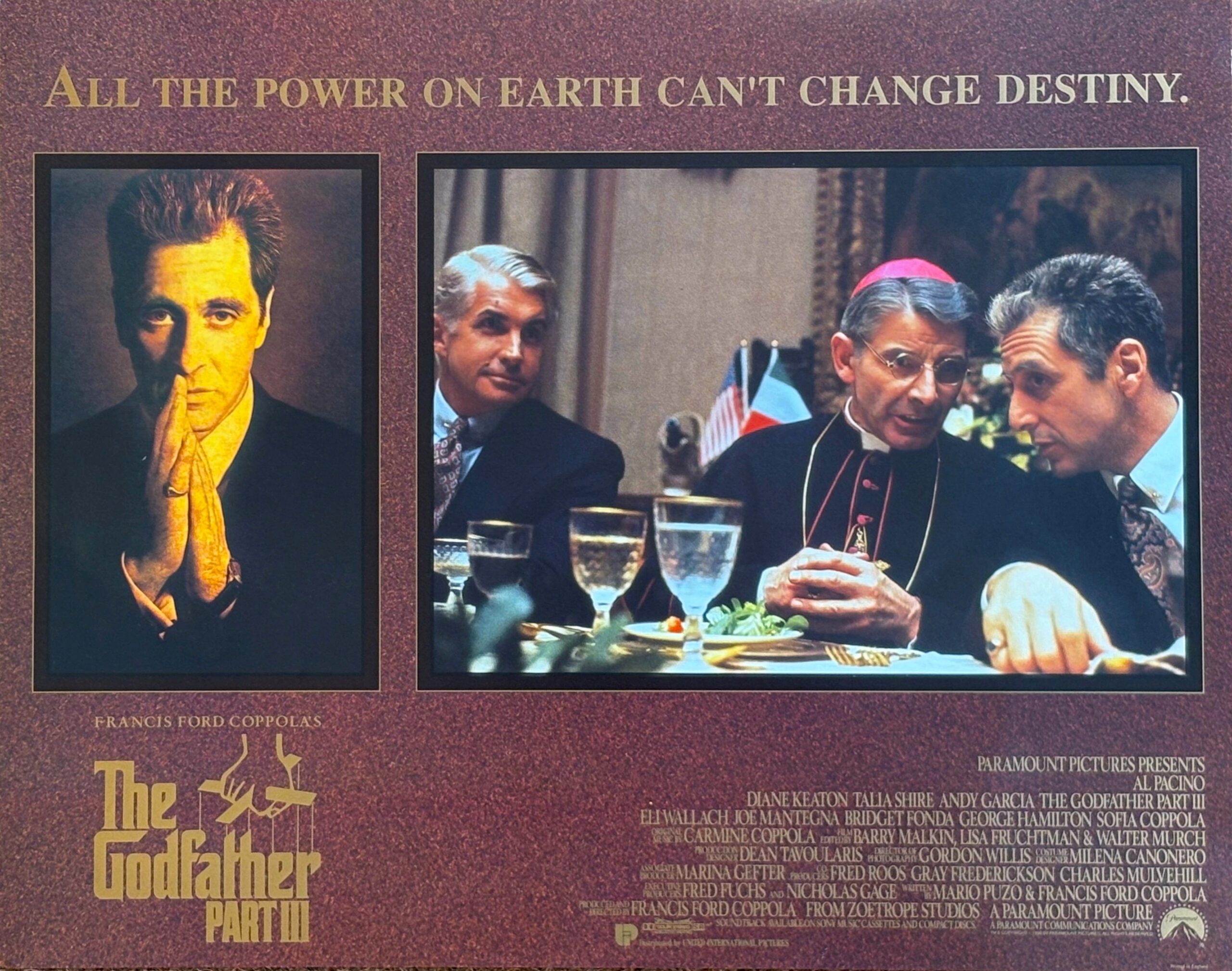 Original cinema lobby card for The Godfather Part III starring Al Pacino