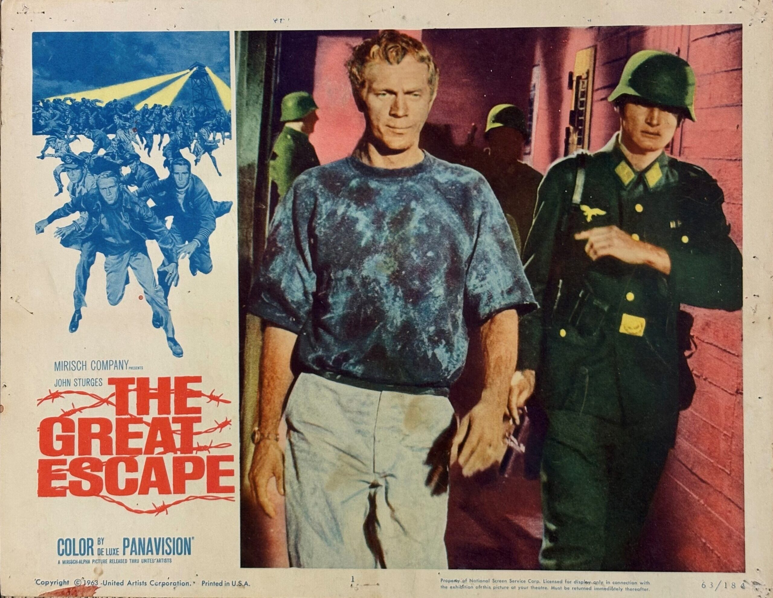 Original vintage cinema lobby card movie poster for steve McQueen in The Great Escape