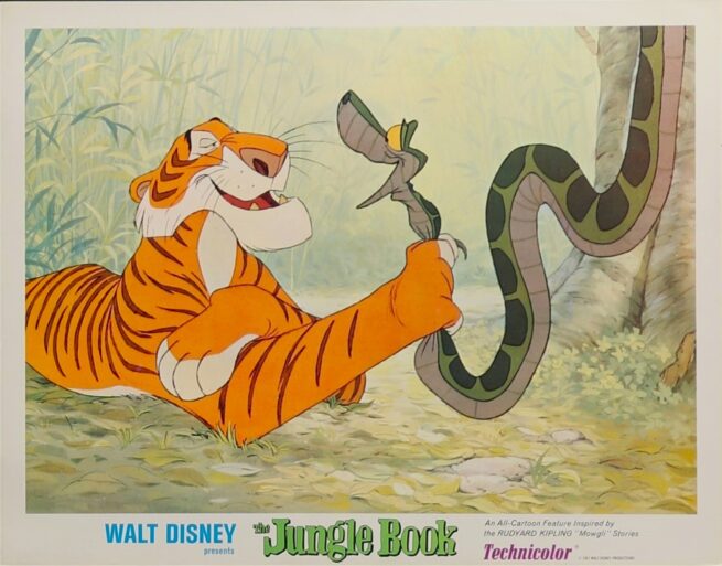 Original vintage cinema lobby card movie poster for Disney classic, The Jungle Book