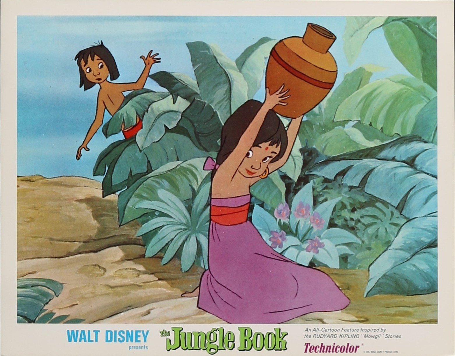 Original vintage cinema lobby card movie poster for Disney classic, The Jungle Book