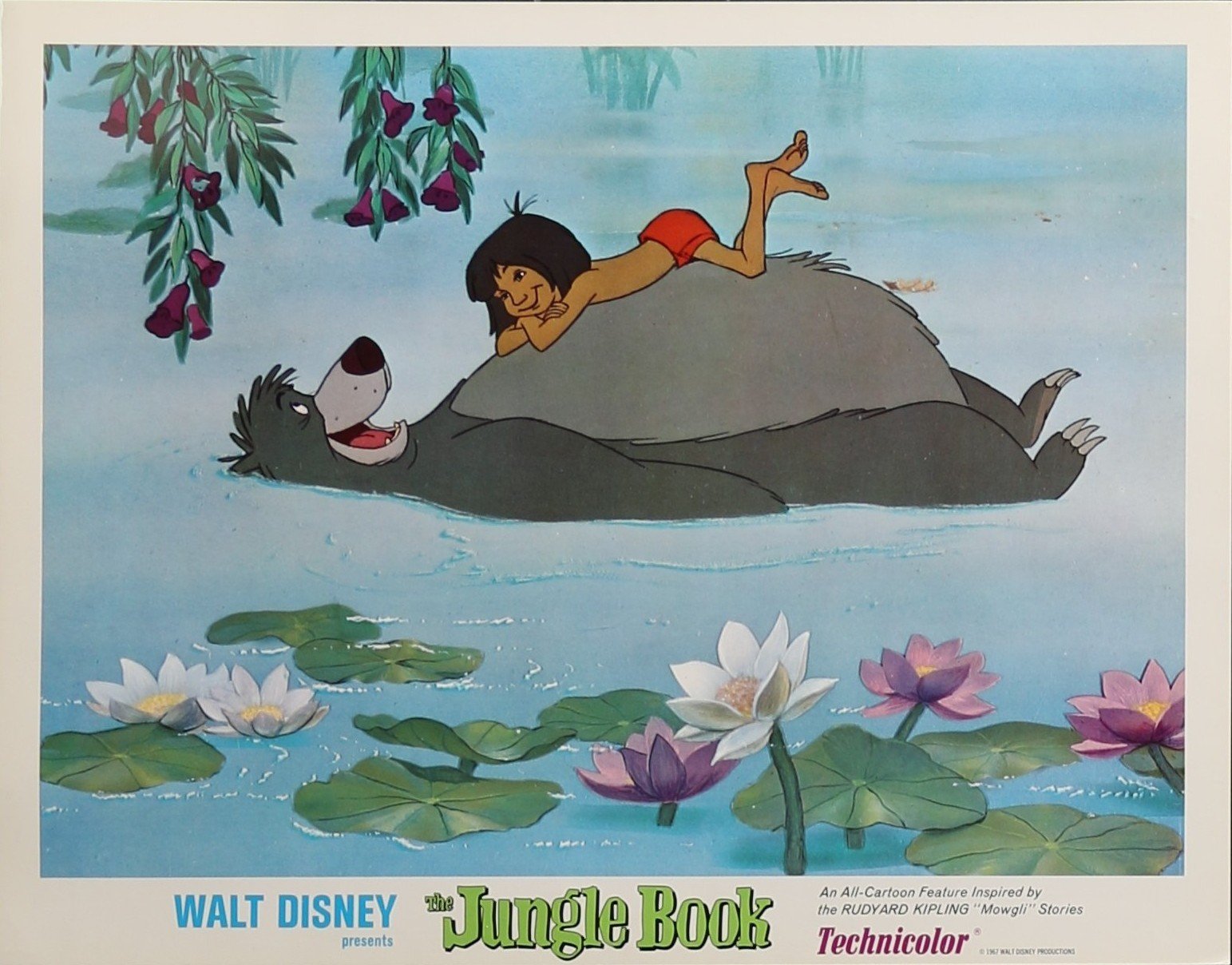 Original vintage cinema lobby card movie poster for Disney classic, The Jungle Book