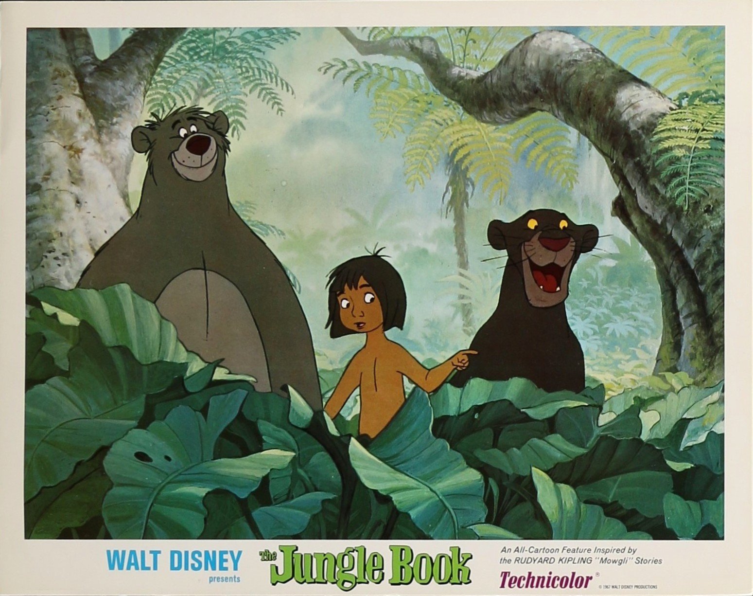 Original vintage cinema lobby card movie poster for Disney classic, The Jungle Book