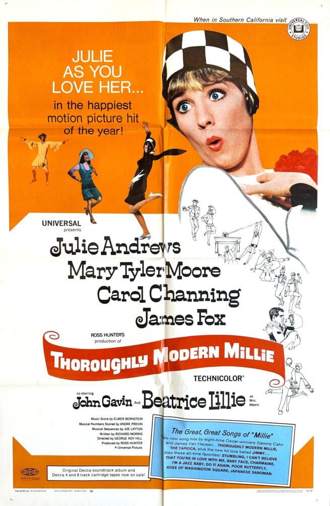 Original vintage cinema movie poster for Thoroughly Modern Millie, starring Julie Andrews